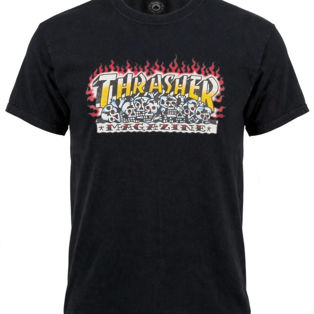 Thrasher Magazine T Shirt Mens M Black Krak Skulls